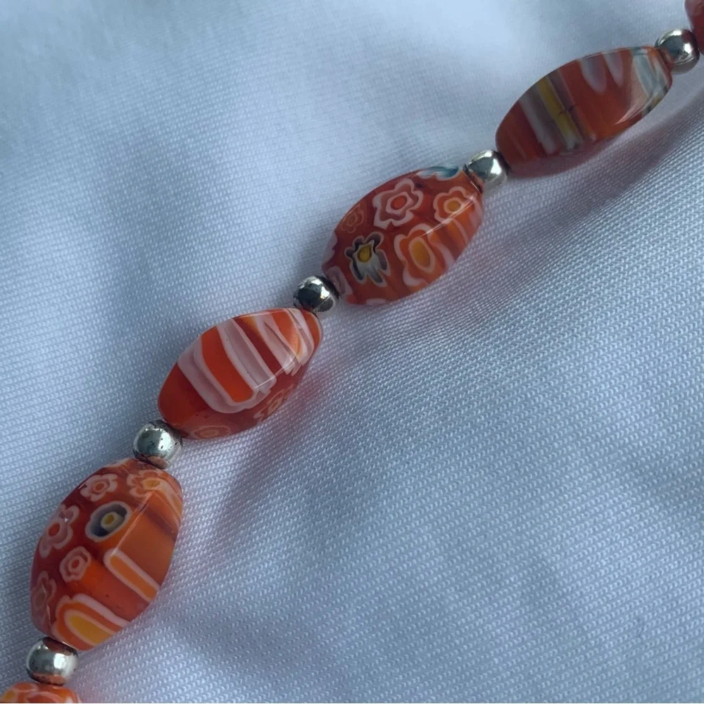 Unique Glass Beads (Mainly Orange) Total Length 21” can be made shorter w/clasp - Picture 14 of 16